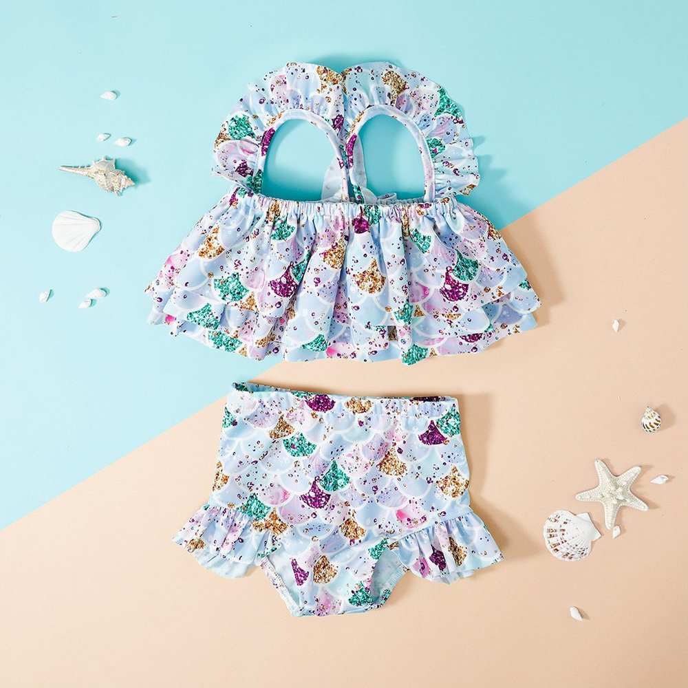 Mermaid Girls Ruffle Bikini Swimsuit